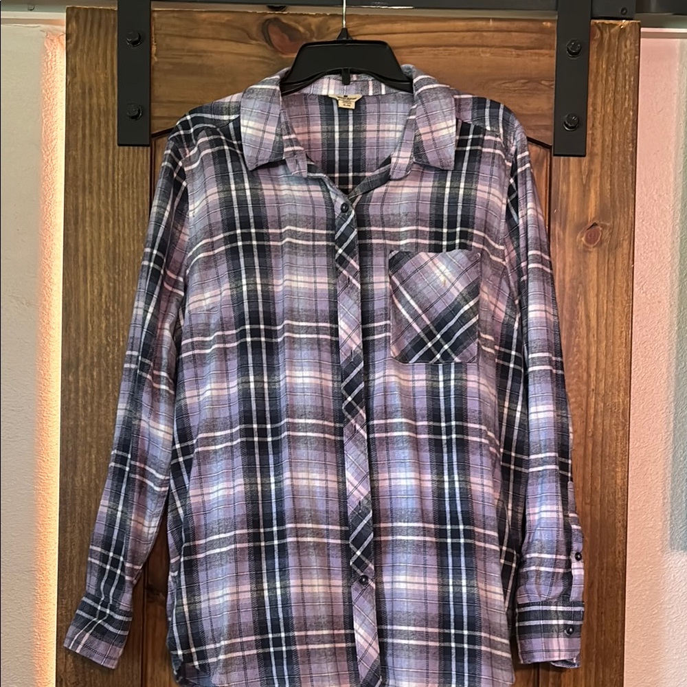 Woolrich Plaid Button-Up Shirt - Black, White, Pink
